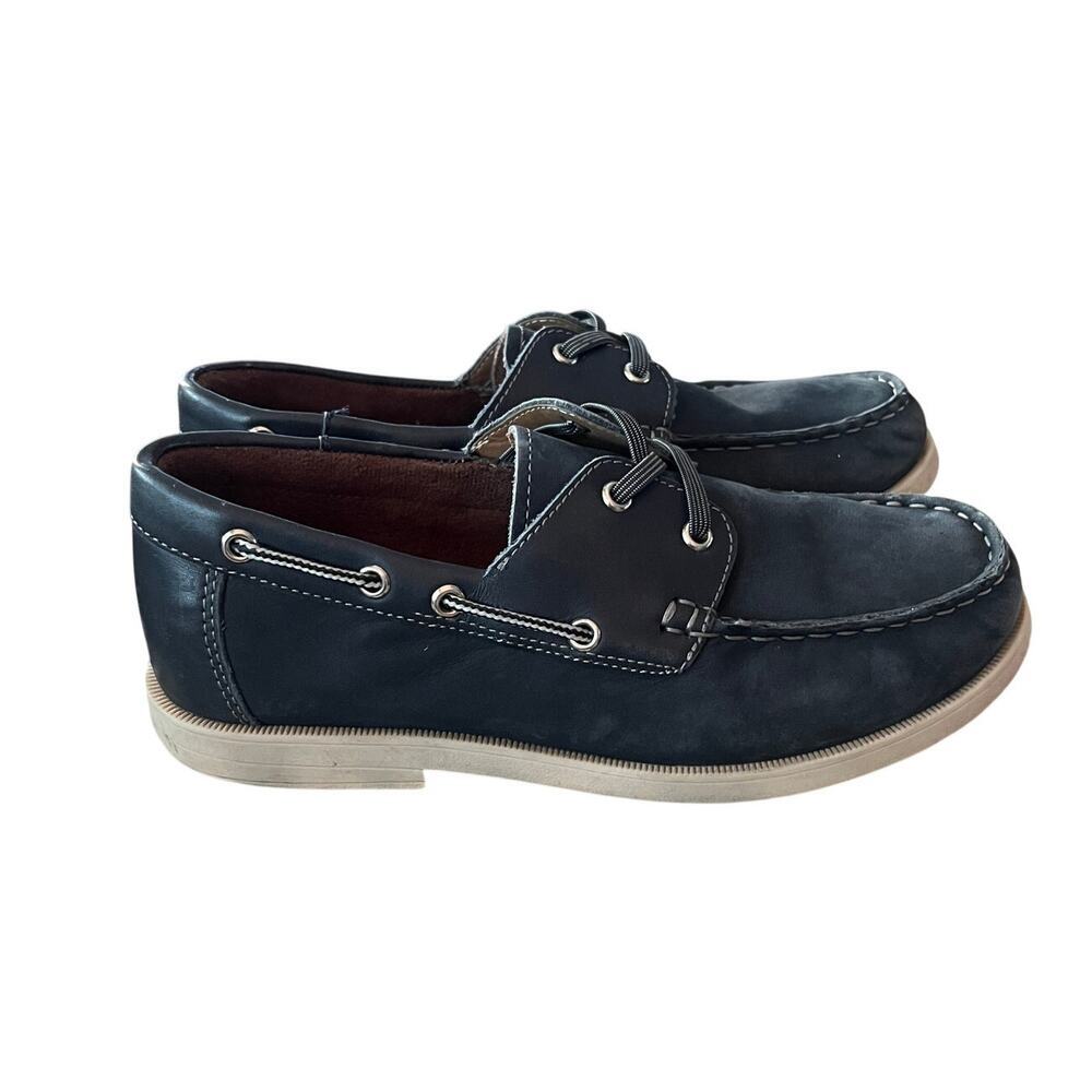 Florsheim Kids Shoes Size 5.5 M Navy Blue Leather Slip On Style - Picture 5 of 9